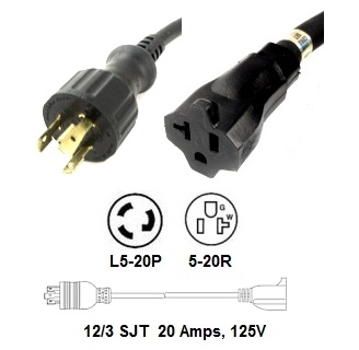 Picture of L5-20P to 5-20R Power Cords