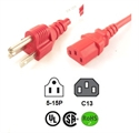 Picture of Red 5-15P to C13 Power Cords Rated 10A,125V 18/3 AWG
