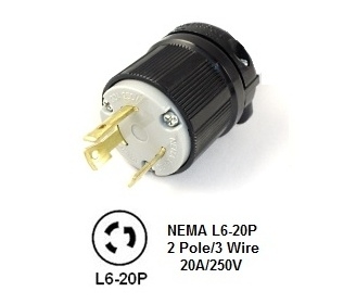 Picture of NEMA L6-20P Locking Power Cord Plug