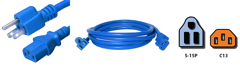 5-15p to c13 blue power cord