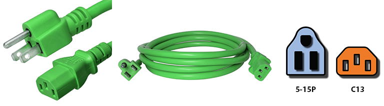 5-15p to c13 green power cord
