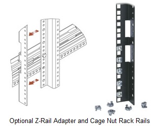 Optional Z-Rail Adapter and Cage Nut Rack Rails
