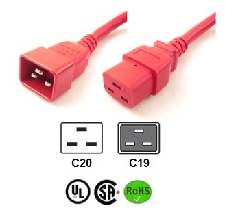 Red C20 to C19 Power Cords
