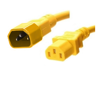 15 Foot Yellow C14 to C13 Power Cord - 10 Amps, 250V