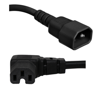 6 Foot C14 to Left Angle C15 Power Cords 10A, 250V, 18/3 AWG