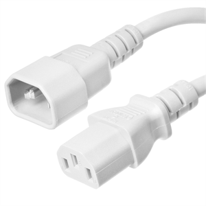 2 Foot White C14 to C13 Power Cord - 15 Amps, 250V