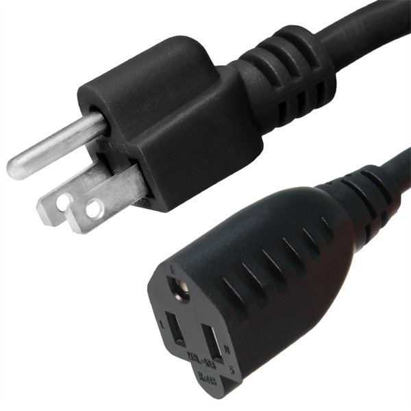 5-15P to 5-15R Extension Cords Rated for 15A, 125V