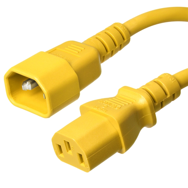 8 Foot Yellow C14 to C13 Power Cord - 15 Amps, 250V