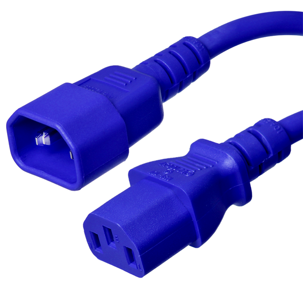 3 Foot Blue C14 to C13 Power Cord - 10 Amps, 250V