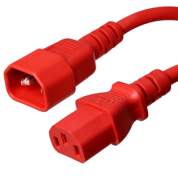 8 Foot Red C14 to C13 Power Cord - 10 Amps, 250V