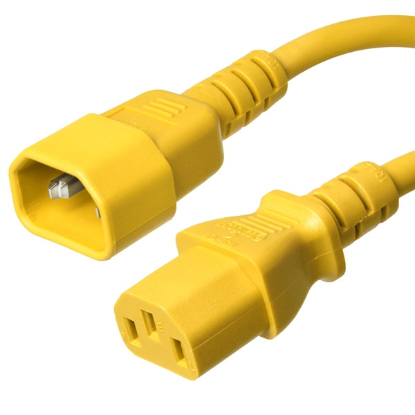 4 Foot Yellow C14 to C13 Power Cord - 10 Amps, 250V