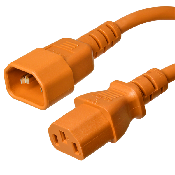 6 Foot Orange C14 to C13 Power Cord - 10 Amps, 250V