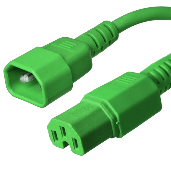 8 Foot Green C14 to C15 Power Cord - 15 Amps, 250V