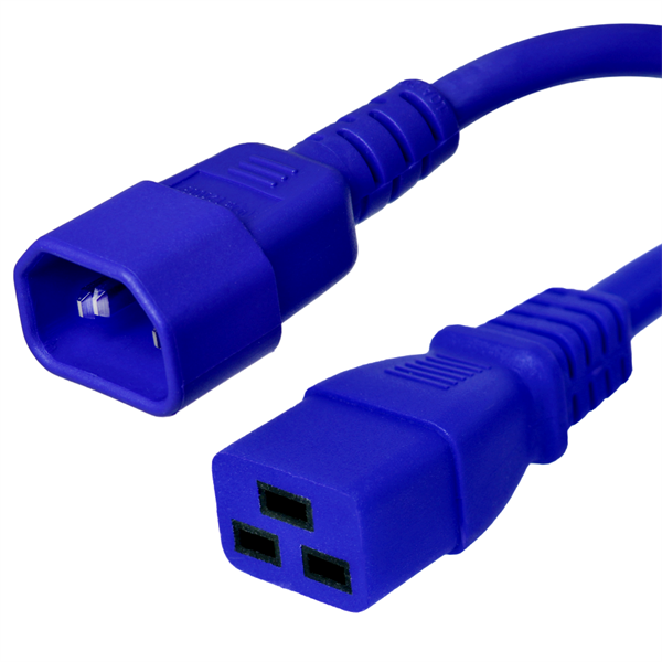 6 Foot Blue C14 to C19 Power Cord - 15 Amps, 250V