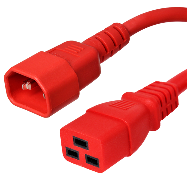 10 Foot Red C14 to C19 Power Cord - 15 Amps, 250V