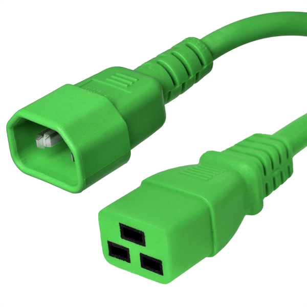 1 Foot Green C14 to C19 Power Cord - 15 Amps, 250V