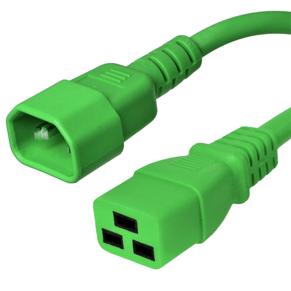 8 Foot Green C14 to C19 Power Cord - 15 Amps, 250V