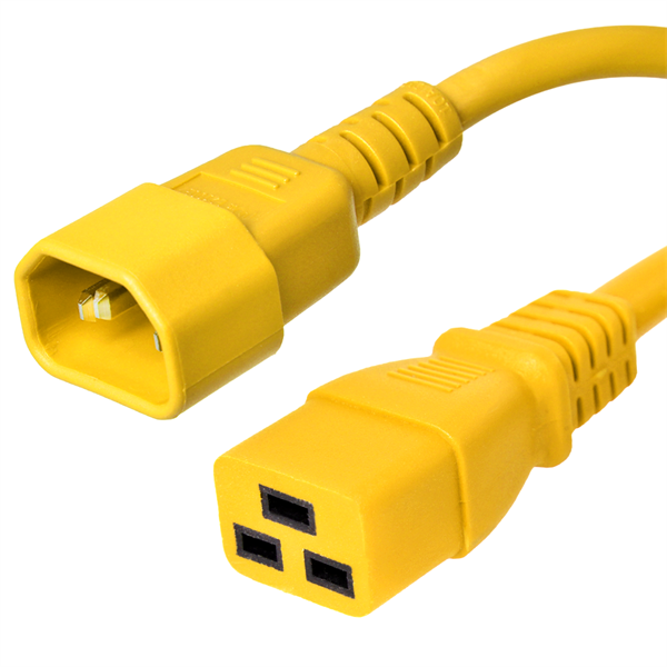 8 Foot Yellow C14 to C19 Power Cord - 15 Amps, 250V