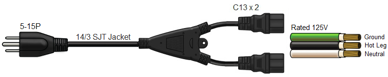 splitter power cord c14 to c13
