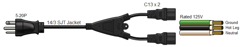 splitter power cord c14 to c13