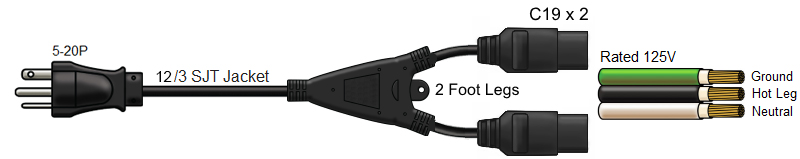 splitter power cord 5-20 to c19