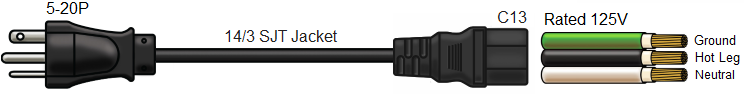 5-20P to C13 pc power cable