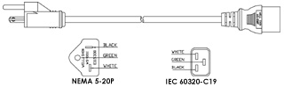 5-20p to c19 power cable