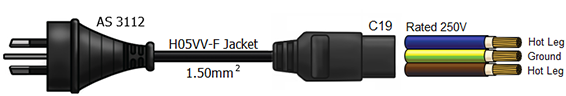 AS3112 to C19 power cord
