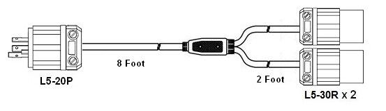 splitter power cord, l5-20 l5-30
