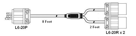 splitter power cord, l6-20 l6-20